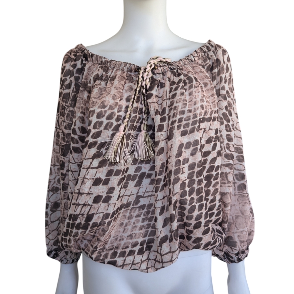 Agua Bendita Brown Taupe Python-Print Top